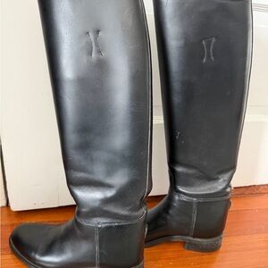 Black Leather Knee-High Riding Boots